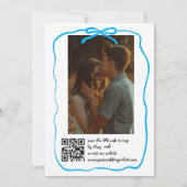 手お洒落描きドードルブルー結婚写真 招待状 (裏面)