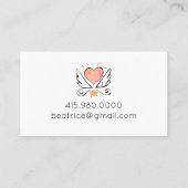 手お洒落描きハートと翼 名刺 (裏面)