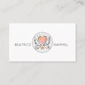 手お洒落描きハートと翼 名刺 (正面)