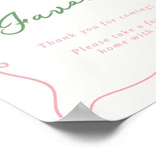 手お洒落描きピンクと緑の好意 ポスター (角)