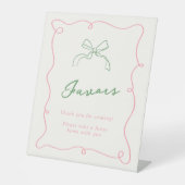 手お洒落描きピンクと緑の好意 台座サイン (正面)