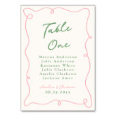 手お洒落描きピンクと緑 テーブルナンバー (正面)