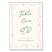 手お洒落描きピンクと緑 テーブルナンバー (正面)