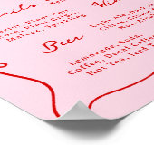 手お洒落描きピンクと赤のバー ポスター (角)