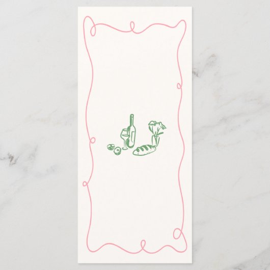 手お洒落描きピンク&グリーン結婚ズ メニュー (裏面)