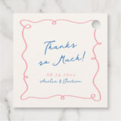 手お洒落描きピンク&ブルー結婚の感謝 フェイバータグ (裏面)