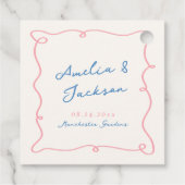 手お洒落描きピンク&ブルー結婚ズ フェイバータグ (裏面)