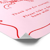 手お洒落描きピンク&赤の好意 ポスター (角)