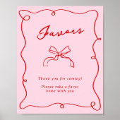 手お洒落描きピンク&赤の好意 ポスター (正面)