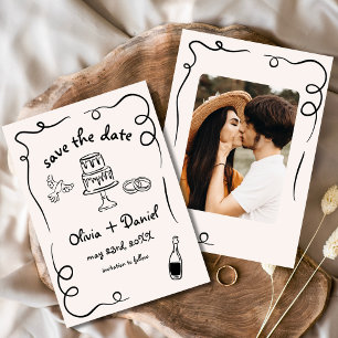 手お洒落描きファンキーの結婚写真 セーブザデート
