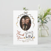 手お洒落描きファンキー秋の結婚式写真 サンキューカード (スタンド正面)