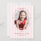 手お洒落描きフレームピンクストライプ色 シーズンカード (正面)