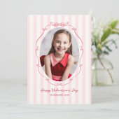 手お洒落描きフレームピンクストライプ色 シーズンカード (スタンド正面)