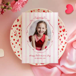 手お洒落描きフレームピンクストライプ色 シーズンカード