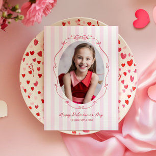 手お洒落描きフレームピンクストライプ色 シーズンカード