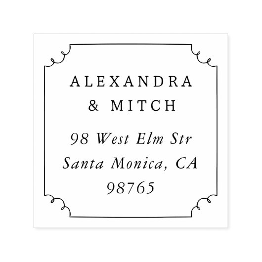 手お洒落描きフレーム名と差出人住所 セルフインキングスタンプ (デザイン)