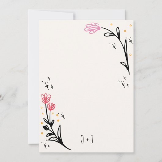 手お洒落描きフローラスクライブラウ結婚ェイ 招待状 (裏面)