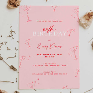 手お洒落描きマルティーニ60th誕生日パーティー 招待状