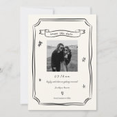 手お洒落描きユニークの結婚写真 セーブザデート (正面)