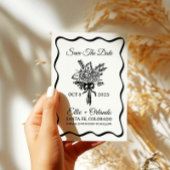 手お洒落描きリボン縁ど日付の保存 招待状