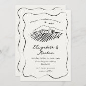 手お洒落描きヴィンヤードウェー縁どブ結婚ス 招待状 (正面/裏面)