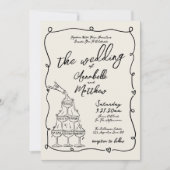 手お洒落描きヴィン予測できなテージ結婚式 招待状 (正面)