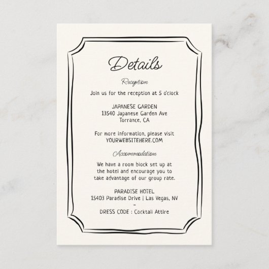 手お洒落描き予測できなの情結婚報 エンクロージャーカード (正面)