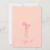 手お洒落描き予測できなピンクボウ日付を保存 招待状 (裏面)