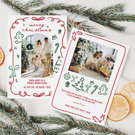 手お洒落描き家族写真 シーズンカード