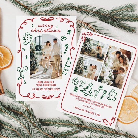 手お洒落描き家族写真 シーズンカード