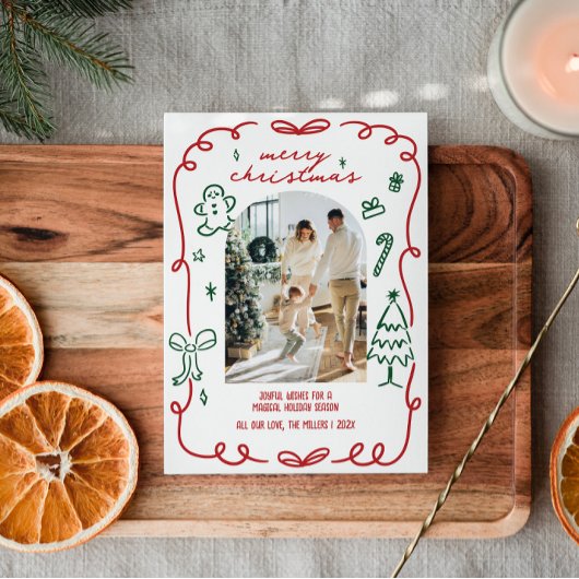 手お洒落描き家族写真 シーズンカード