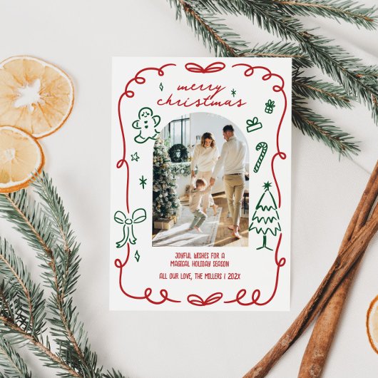 手お洒落描き家族写真 シーズンカード