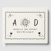 手お洒落描き手書きフランスの結婚の ゲストブック (正面)