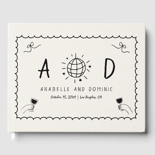 手お洒落描き手書きフランスの結婚の ゲストブック (正面)