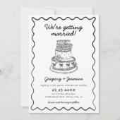 手お洒落描き手書き予測できな結婚の 招待状 (正面)