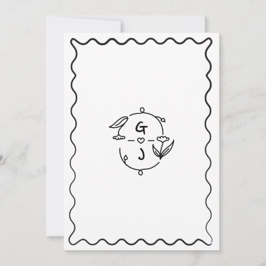 手お洒落描き手書き予測できな結婚の 招待状 (裏面)