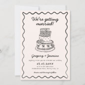 手お洒落描き手書き予測できな結婚の 招待状 (正面)