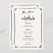 手お洒落描き結婚のメニュー 招待状 (正面/裏面)