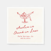 手お洒落描き赤バチェロレッテ スタンダードカクテルナプキン (正面)