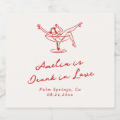 手お洒落描き赤バチェロレッテ スパークリングワインラベル (シングルラベル)