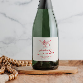 手お洒落描き赤バチェロレッテ スパークリングワインラベル