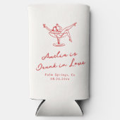 手お洒落描き赤バチェロレッテ スリム缶クーラー (正面)