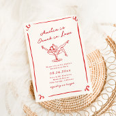 手お洒落描き赤バチェロレッテ 招待状