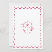 手お洒落描き赤結婚色 招待状 (裏面)