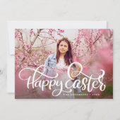 手お洒落文字のハッピーイースター写真 シーズンカード (正面)