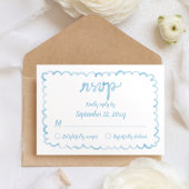 手お洒落明図解入りの、写真付きの青フレーム 出欠カード