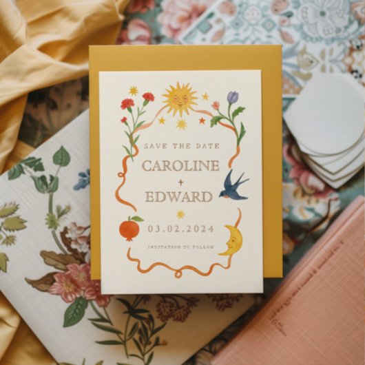 手お洒落絵を描天のフォーク結婚の セーブザデート