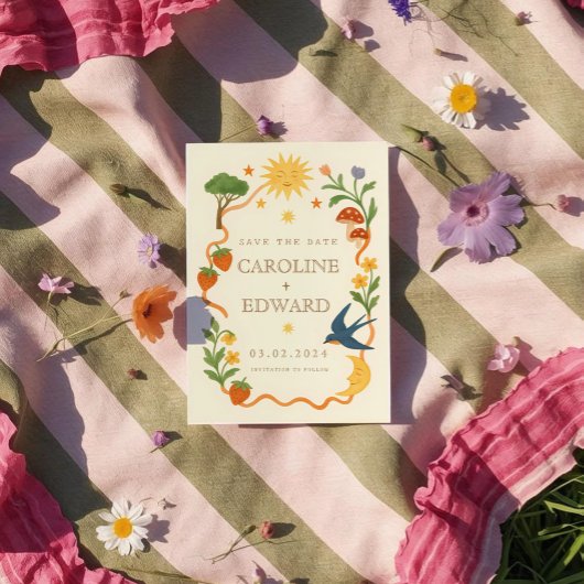 手お洒落絵を描天のフォーク結婚の セーブザデート