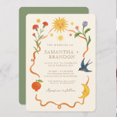 手お洒落絵を描天のフォーク結婚の 招待状