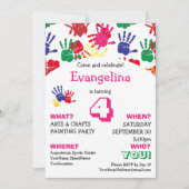 手かわいらし刷子供の誕生日パーティの招待状 招待状 (正面)